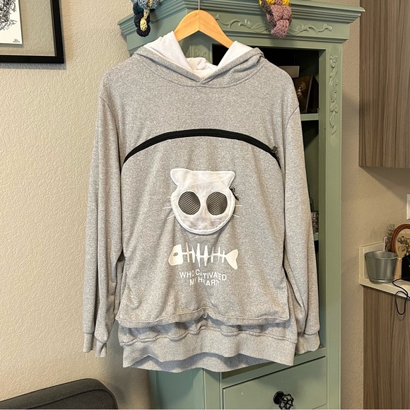 Amazon Tops - Amazon Viral Cat Carrier Heather Grey Hoodie Size XXL